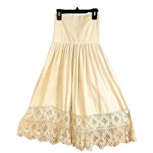 Vintage Antique Ivory Cotton Lace Skirt Victorian Edwardian Beautiful Underskirt